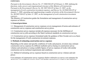 Circular No. 12/2008/TT-BXD of May 7, 2008, guiding the formulation and management of construction survey expenses.