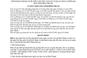 Quyết định 38/2008/QĐ-UBNDmức chi đón tiếp khách nước ngoài vào làm vi