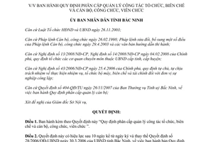 Quyết định 59/2008/QĐ-UBND phân cấp quản lý tổ chức biên chế cán bộ công viên chức Bắc Ninh
