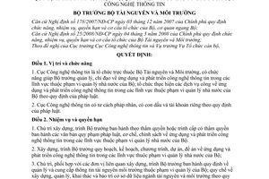 Quyết định 955/QĐ-BTNMT quy định chức năng, nhiệm vụ, quyền hạn và cơ cấu tổ chức của Cục Công nghệ thông tin