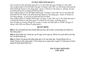 Quyết định 03/2008/QĐ-UBND Quy chế tổ chức và hoạt động của Thanh tra Xây dựng quận 3