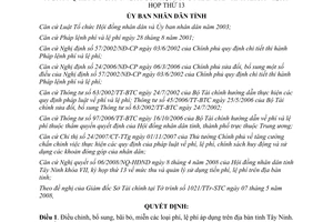 Quyết định 29/2008/QĐ-UBND điều chỉnh bổ sung bãi bỏ miễn phí lệ phí Tây Ninh
