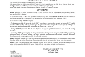 Quyết định 1263/QĐ-UBND phê duyệt Kế hoạch tuyển sinh vào lớp 6