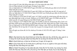 Quyết định 32/2008/QĐ-UBND mức thu, nộp, quản lý sử dụng lệ phí cấp giấy phép