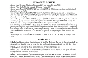 Quyết định 27/2008/QĐ-UBND mức thu, chế độ thu, nộp, quản lý sử dụng