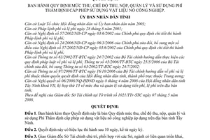 Quyết định 33/2008/QĐ-UBND Quy định mức thu, chế độ thu, nộp, quản lý và sử dụng Phí Thẩm định cấp phép sử dụng vật liệu nổ công nghiệp