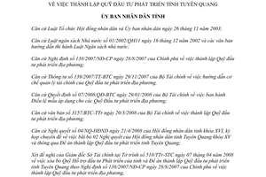 Quyết định 205/QĐ-UBND năm 2008 thành lập Quỹ Đầu tư phát triển Tuyên Quang