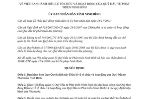 Quyết định 948/2008/QĐ-UBND Điều lệ Quỹ Đầu tư Phát triển tỉnh Ninh Bình
