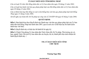 Quyết định 480/QĐ-UBND.HC năm 2008 VBQPPL Đồng Tháp 2007 qua rà soát còn hết hiệu lực