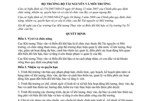 Quyết định 997/QĐ-BTNM 2008 chức năng nhiệm vụ quyền hạn Cục Khí tượng Thuỷ văn