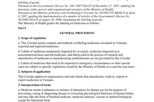 Circular No. 04/2008/TT-BYT of May 12, 2008, guiding the labeling of medicines.