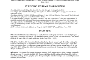 Quyết định 40/2008/QĐ-UBND kế hoạch phát triển doanh nghiệp nhỏ và vừa 5 năm thành phố (giai đoạn 2006 – 2010)