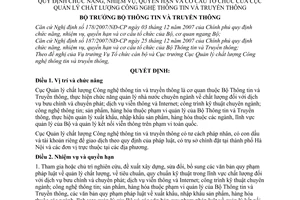 Quyết định 32/2008/QĐ-BTTTT quy định chức năng nhiệm vụ, quyền hạn và cơ cấu tổ chức Cục Quản lý chất lượng công nghệ thông tin và truyền thông