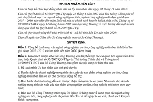 Quyết định 04/QĐ-UBND năm 2008 ngành công nghiệp ưu tiên mũi nhọn Bến Tre