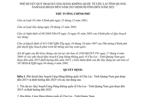 Quyết định 543/QĐ-TTg năm 2008 phê duyệt Quy hoạch Cảng Hàng không quốc tế