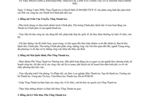 Thông báo 848/TB-TTCP phân công lãnh đạo phụ trách lĩnh vực công tác Thanh tra Chính phủ