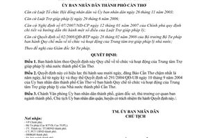 Quyết định 49/2008/QĐ-UBND tổ chức hoạt động Trung tâm Trợ giúp pháp lý Cần Thơ