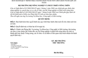 Quyết định 1506/QĐ-BNN-KHCN quy trình thực hành chăn nuôi tốt cho chăn nuôi lợn an toàn