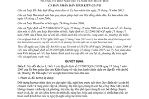 Quyết định 16/2008/QĐ-UBND trợ cấp cán bộ nghỉ việc nghỉ hưu trước tuổi Kiên Giang