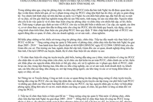 Chỉ thị số 13/2008/CT-UBND chỉ đạo thực hiện có hiệu quả công tác phòng cháy chữa cháy Nghệ An