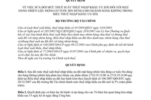 Quyết định 28/2008/QĐ-BTC sửa đổi mức thuế suất thuế nhập khẩu ưu đãi hàng nhiên liệu động cơ tuốc bin dùng cho ngành hàng không