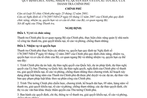 Nghị định 65/2008/NĐ-CP chức năng, nhiệm vụ, quyền hạn cơ cấu tổ chức của Thanh tra Chính phủ