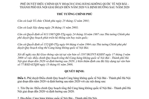 Quyết định 590/QĐ-TTg năm 2008 Điều chỉnh Quy hoạch Cảng hàng không Nội Bài