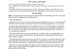 Quyết định 589/QĐ-TTg phê duyệt Quy hoạch xây dựng vùng thành phố Hồ Chí Minh đến năm 2020 và tầm nhìn đến năm 2050