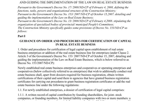 Circular No. 13/2008/TT-BXD of May 21, 2008, guiding the implementation of a number of points of the Government's Decree No. 152/ 2007/ND-CP of Octobe