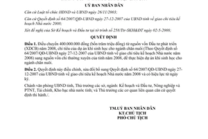 Quyết định 26/2008/QĐ-UBND điều chuyển vốn dự án khí sinh học cho ngành chăn nuôi Vĩnh Phúc 2008