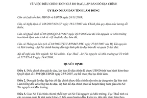 Quyết định 1321/QĐ-UBND 2008 điều chỉnh đơn giá đo đạc lập bản đồ địa chính Lâm Đồng