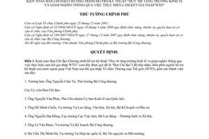 Quyết định 591/QĐ-TTg  “Duy trì tăng trưởng kinh tế và giảm nghèo thông qua việc thực hiện cam kết gia nhập WTO”