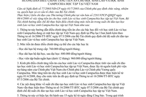 Thông tư 41/2008/TT-BTC hướng dẫn điều chỉnh tăng tiền ăn học sinh Lào Campuchia học tập tại Việt Nam