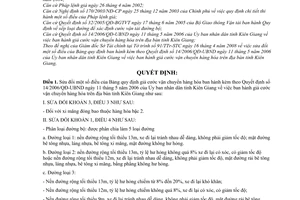 Quyết định 17/2008/QĐ-UBND giá cước vận chuyển hàng hóa trên địa bàn tỉnh Kiên Giang