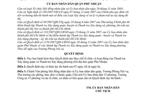 Quyết định 435/2008/QĐ-UBND kèm Quyết định này Quy chế tổ chức và hoạt động Thanh tra Xây dựng quận và phường trên địa bàn quận Phú Nhuận
