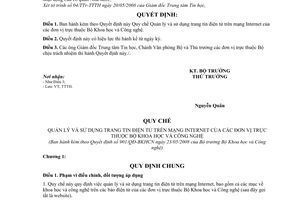 Quyết định 901/QĐ-BKHCN quy chế quản lý và sử dụng trang tin điện tử trên mạng internet của các đơn vị thuộc Bộ Khoa học và Công nghệ