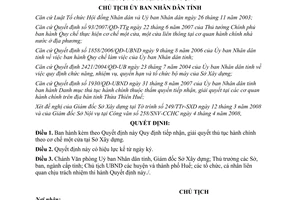 Quyết định 1232/QĐ-UBND năm 2008 tiếp nhận giải quyết thủ tục hành chính Huế