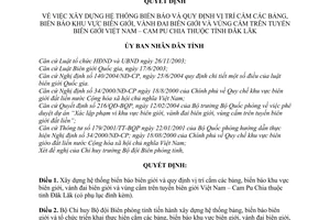 Quyết định 22/2008/QĐ-UBND xây dựng biển báo biên giới và quy định vị trí bảng,biển báo khu vực biên giới,vành đai, vùng cấm biên giới VN-Campuchia