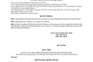 Quyết định 08/2008/QĐ-UBND Quy chế quản lý các hoạt động đối ngoại trên địa bàn tỉnh Điện Biên