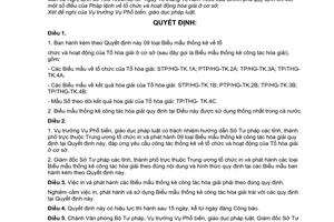 Quyết định 06/2008/QĐ-BTP biểu mẫu thống kê về tổ chức và hoạt động của tổ hòa giải ở cơ sở