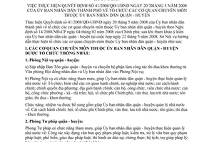 Hướng dẫn 441/HD-SNV thực hiện Quyết định 41/2008/QĐ-UBND Ủy ban nhân dân thành phố về tổ chức cơ quan chuyên môn