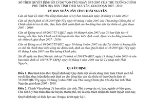 Quyết định 30/2008/QĐ-UBND hỗ trợ di dân định canh định cư dân tốc thiểu số Thái Nguyên