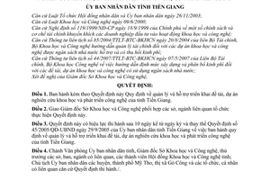 Quyết định 20/2008/QĐ-UBND  quản lý và hỗ trợ triển khai đề tài, dự án nghiên cứu khoa học  phát triển công nghệ tỉnh Tiền Giang