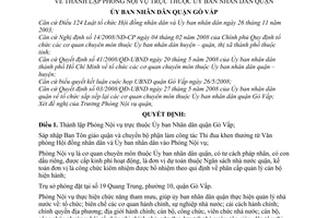 Quyết định 1576/QĐ-UBND thành lập Phòng Nội vụ trực thuộc Ủy ban Nhân dân quận Gò Vấp