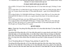 Quyết định 1578/QĐ-UBND thành lập Văn phòng Hội đồng nhân dân và Ủy ban nhân dân thuộc Ủy ban nhân dân quận Gò Vấp