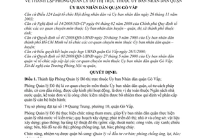 Quyết định 1579/QĐ-UBND thành lập Phòng Quản lý Đô thị trực thuộc Ủy ban Nhân dân quận Gò Vấ