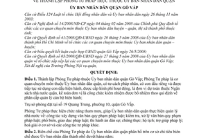 Quyết định 1581/QĐ-UBND thành lập Phòng Tư pháp thuộc Ủy ban nhân dân quận Gò Vấp