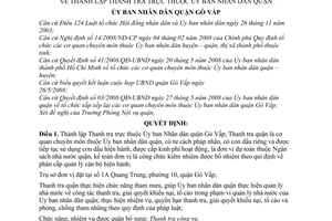 Quyết định 1583/QĐ-UBND thành lập Thanh tra trực thuộc Ủy ban Nhân dân quận Gò Vấp