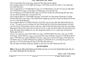 Quyết định 6716/QĐ-CT-THNVDT  bổ sung bảng giá tối thiểu các loại xe ô tô