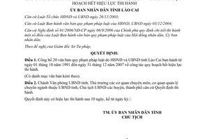 Quyết định số 15/2008/QĐ-UBND công bố danh mục văn bản hết hiệu lực Lào Cai